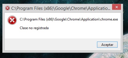 Chrome.exe Clase no registrada