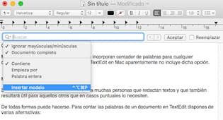 Menú del textedit